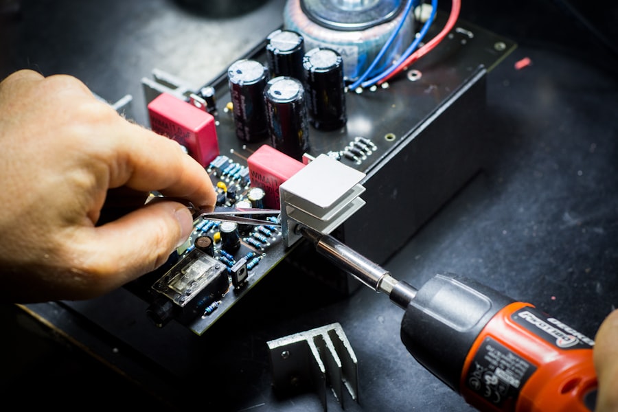 Goodtron Electronics — assembly workspace and PCB detail