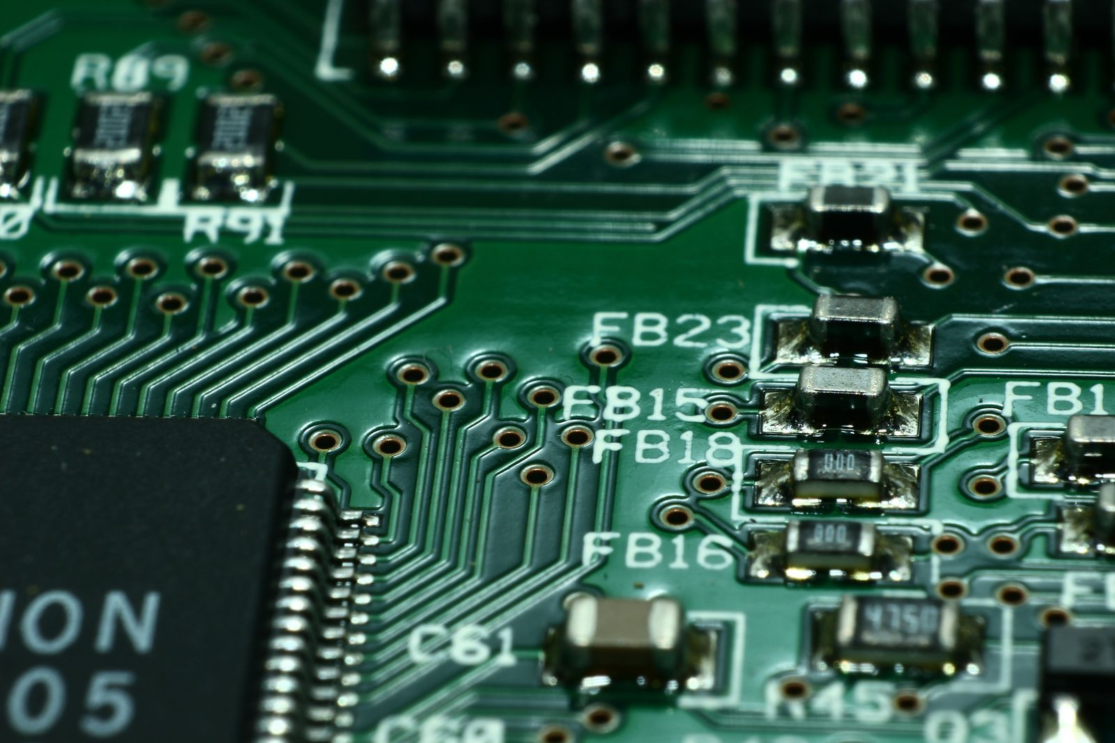 Prototype electronics board with components